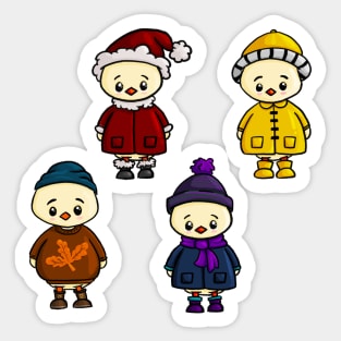 Group of Seasonal Cute Ducks Sticker